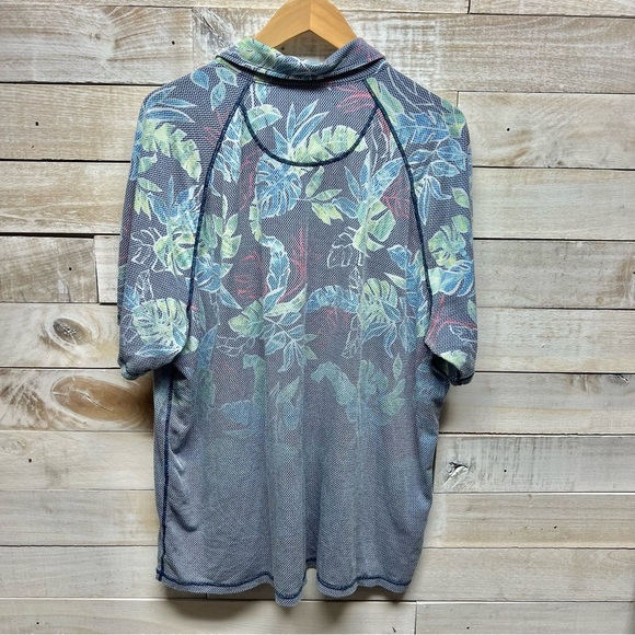 Tommy Bahama Boardwalk Fade IslandZone Polo Shirt Mens XXL Blue Tropical - Picture 5 of 8